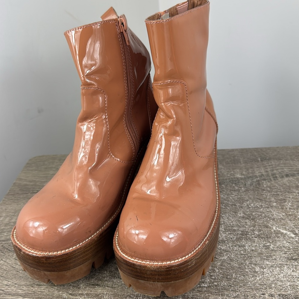 Jeffrey Campbell Quavo Platform boot size 9.5 nude patent leather y2k lug chunky - Picture 7 of 9
